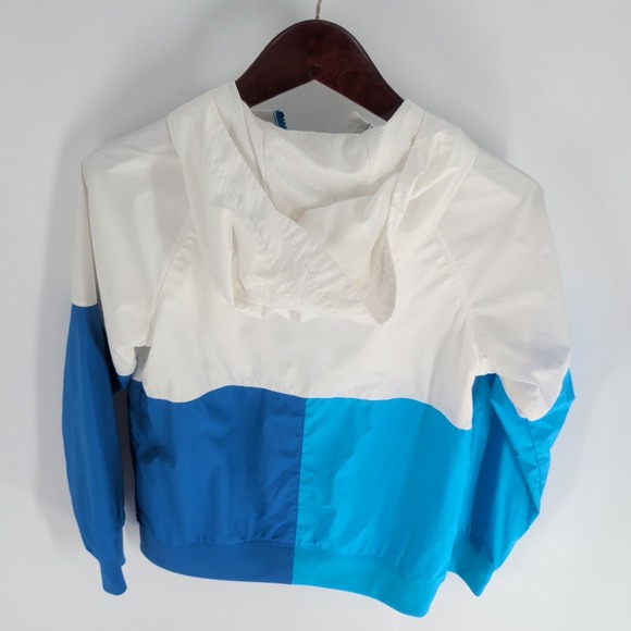 Nike Full Zip Hooded Performance Windbreaker Track Jacket White Blue Size M - Picture 8 of 8